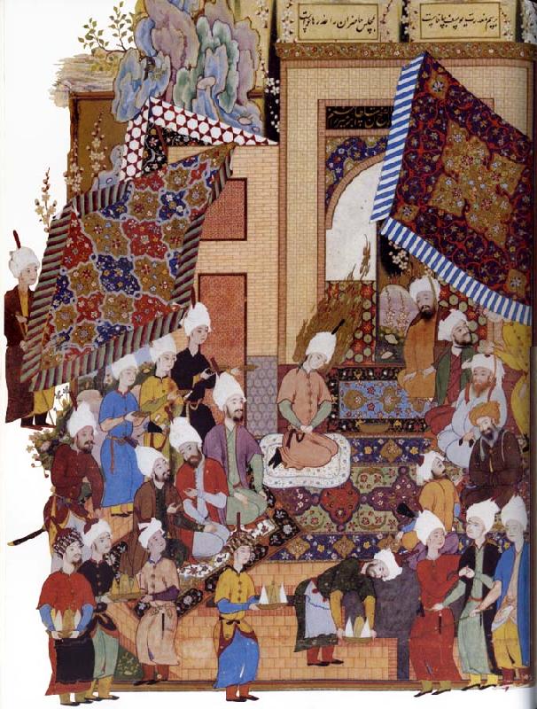 Shaykh Muhammad Joseph,Haloed in his tajalli,at his wedding feast oil painting picture